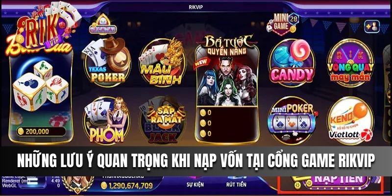 Những lưu ý quan trọng khi nạp vốn tại cổng game Rikvip